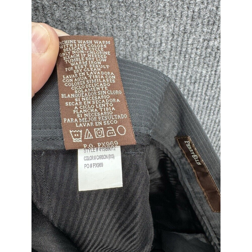 Perry Ellis Dress Pants Mens 33x30 Carbon Gray Pinstripe Polyester Slacks NWT - Picture 5 of 10
